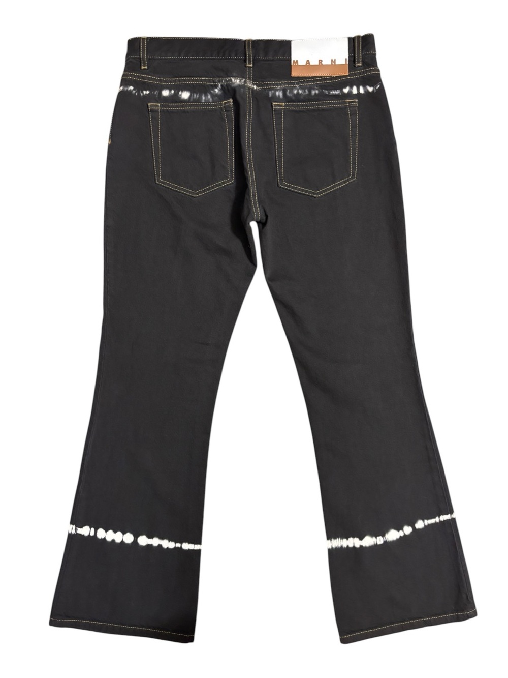 Marni Black Tie-Dye Garment-Dyed Bull Denim Flare Jeans IT 42 Italy - Picture 6 of 10